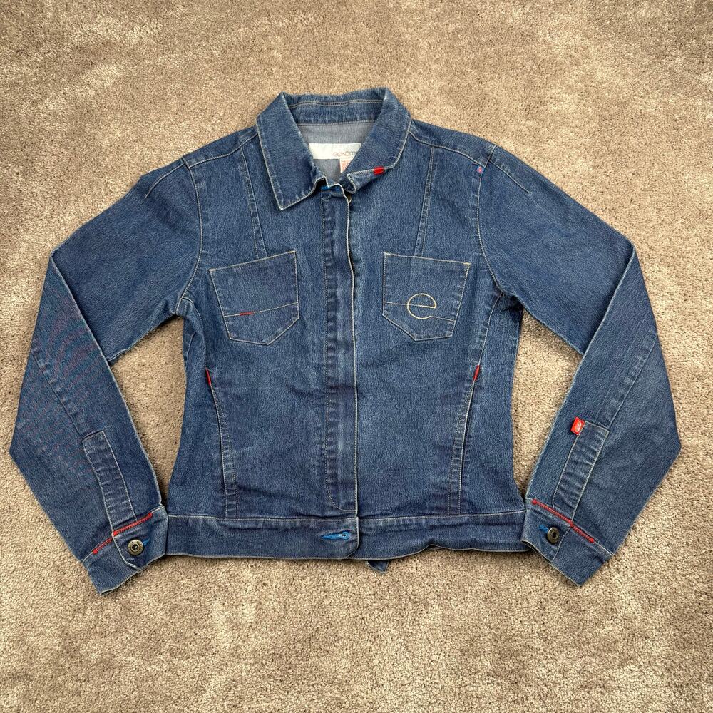 Vtg Ecko Red Womens Denim Jean Jacket Size M Hip Hop Streetwear y2k